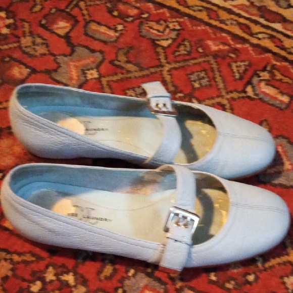 GUC! Chinese Laundry Buttersoft Pebble Leather Sky Blue Mary Jane Loafers - Picture 1 of 7